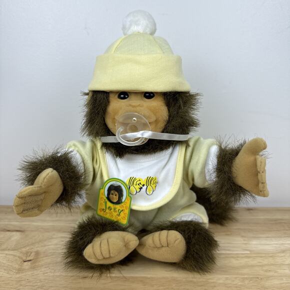 Vintage Hosung Monkey Plush Baby Chimp Joey Stuffed Animal PJ's 1994 Toy 10" - Picture 1 of 9